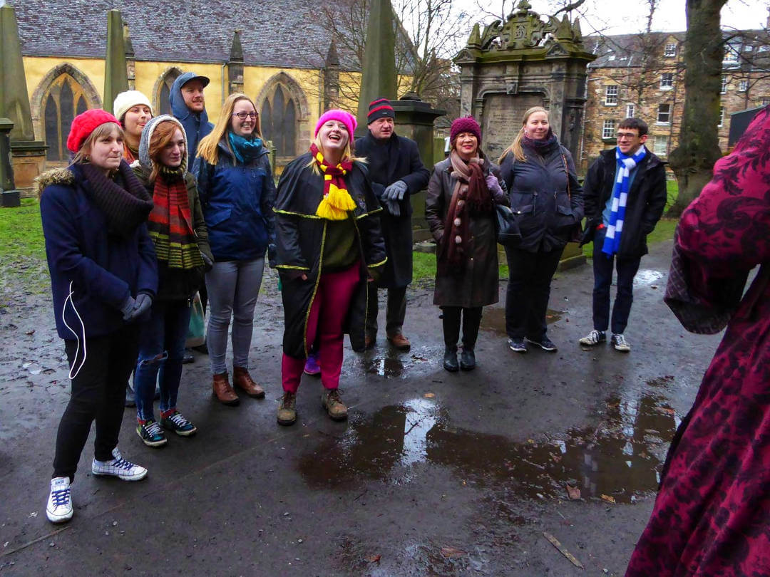 A hen party visit Greyfriars Kirkyard on a Harry Potter tour